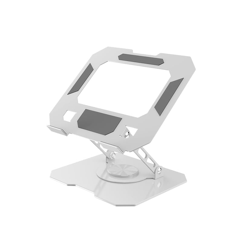 360° Rotating Laptop Stand for Desk, Heavy Duty Solid Steel Ergonomic Laptop Riser, Foldable Portable Computer Holder, Stable Adjustable Stand Compatible with MacBook Air/Pro 10-16 Inch Laptops - color: white