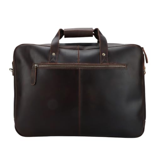18" Full Grain Leather Briefcase, Premium Vintage Business Laptop Bag, Spacious Executive Work Bag for Office & Travel