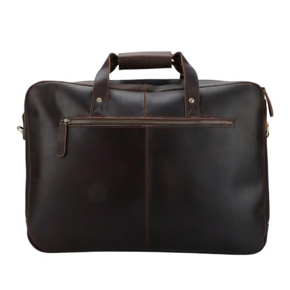 18" Full Grain Leather Briefcase, Premium Vintage Business Laptop Bag, Spacious Executive Work Bag for Office & Travel