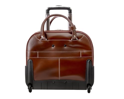 MCKLEIN DENALI, 15" Leather Wheeled Ladies' Laptop Briefcase - color: Red, size: Small