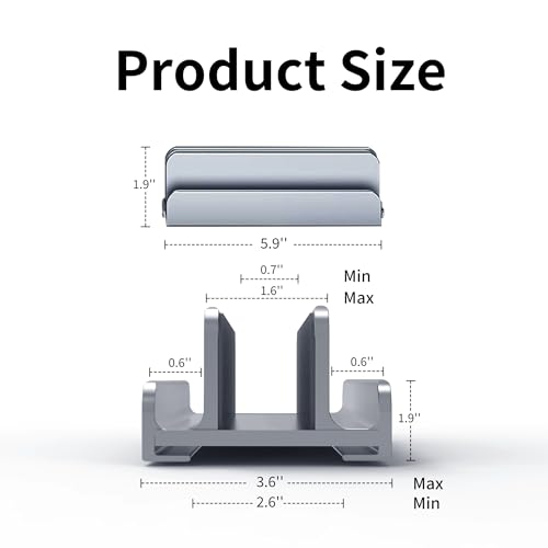Aluminum Vertical Laptop Stand Holder for Desk Compatible with MacBook Pro, MacBook Air, Dell, HP, Lenovo, Up to 17.3 inches, Blue-Gray - color: Blue-Gray