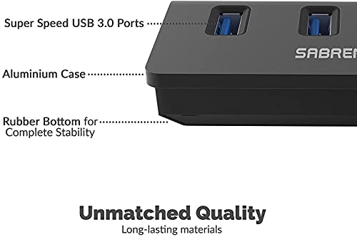 SABRENT 4-Port USB 3.0 Hub Aluminum Portable Data Hub with 2.5ft USB 3.0 Cable for iMac, MacBook, MacBook Pro, MacBook Air, Mac mini, or Any PC [Black] (HB-MC3B) - size: USB-A 4-Port – Black