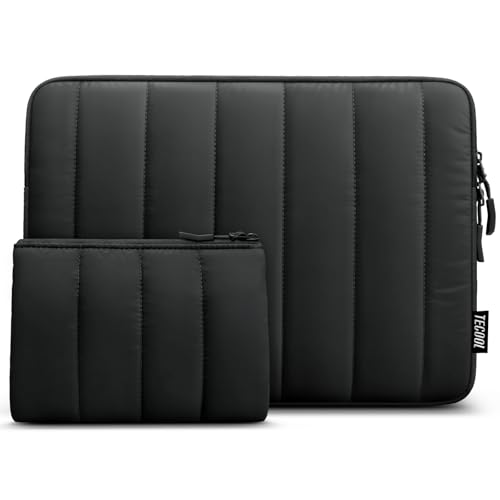 TECOOL Puffy Laptop Case 16 inch,Laptop Sleeve 16 inch for MacBook Pro 16 M5 M4 M3,16 Lenovo Thinkpad HP Acer Asus Dell Chromebook,Protective Waterproof 16 inch Sleeve Notebook with Small Case,Black - color: Black, size: 16 Inch