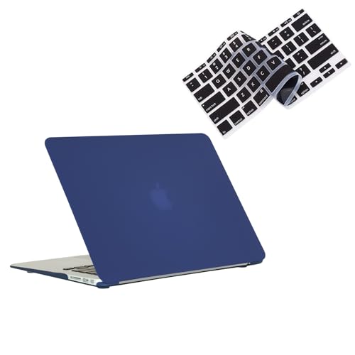 RUBAN Case Compatible with MacBook Air 13 Inch (Models: A1369 & A1466, Older Version 2010-2017 Release), Slim Snap On Hard Shell Protective Cover and Keyboard Cover (Blue) - color: Blue