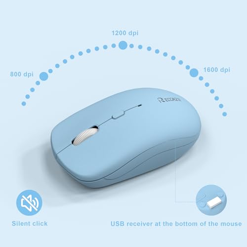 Wireless Keyboard and Mouse Combo, Full-Sized Wireless Keyboard and Adjustable DPI Mouse, 2.4GHz USB Receiver, Silent Keyboard and Mouse for PC, Windows, MAC, Desktop, Laptop(Sky Blue-B) - color: Sky Blue-B