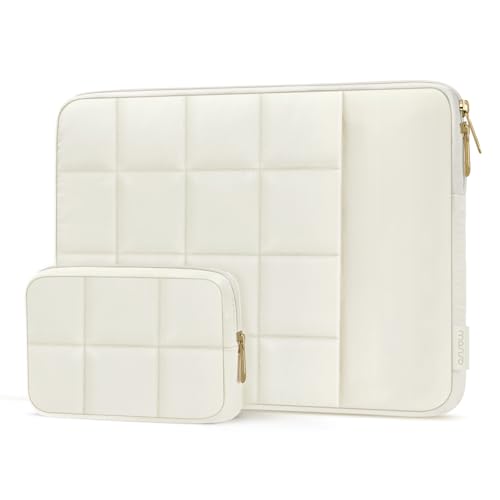 MOSISO Laptop Case 13.3 inch,13-13.3inch Puffy Laptop Sleeve, Sand | Compatible with MacBook Air 13 13.6/Neo/Pro 13/Pro 14,HP Dell ASUS,Twelve Square Quilted Bag with Vertical Pocket&Small Case - color: Sand, size: 13.3 inch