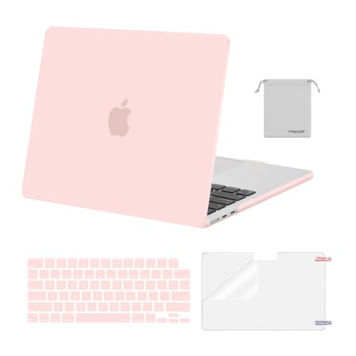 MOSISO Compatible with MacBook Air 15 inch Case M5 2026 M4 M3 M2 2025-2023 | A3448 A3241 A3114 A2941, Scratch-Resistant Protective Hard Shell Case&Keyboard Cover&ScreenFilm&Pouch, Chalk Pink - color: Chalk Pink
