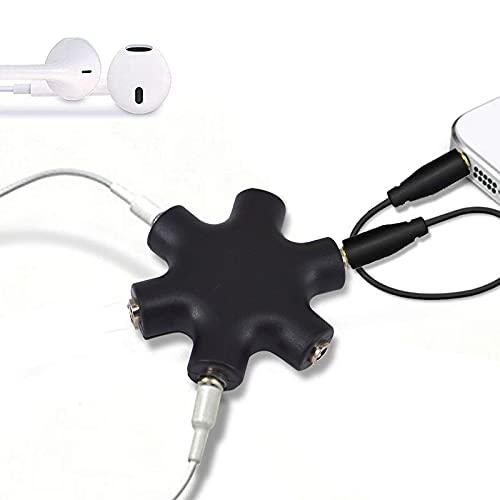 Onelinkmore Headphone Splitter - 5-Jack 3.5mm Audio Stereo Adapter for Headsets, Earbuds, Earphones - 1 Male to 4 Female With Stereo Cable