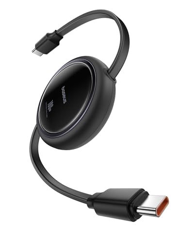Baseus USB C to USB C Cable, 100W Retractable USB C 5A Fast Charging Cable, 4-Stage Length Preset USB Type C Charger Cord for iPhone 17 16 Pro Plus Pro Max, MacBook, iPad, Samsung S24/S23+ (3.3ft) - color: Black, size: 3.3ft