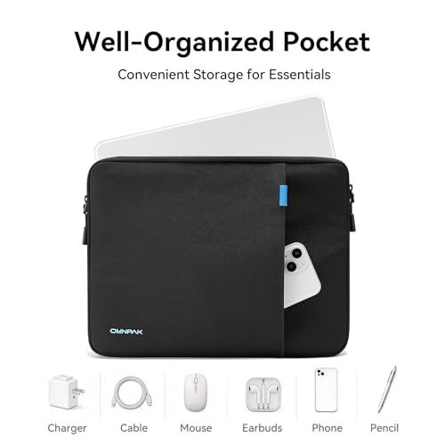 Omnpak Laptop Sleeve for 14" MacBook Pro M5-M1 Pro/Max, Shockproof | Protective Case with Accessory Pocket and YKK Ziper,Water-Resistant, 360° Shockproof Cover - size: 14-inch for MacBook Pro
