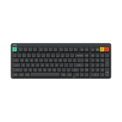 NuPhy Node100 Wireless Mechanical Keyboard, Hot Swappable Custom Low Profile Keyboard, 103 Keys Computer Gaming Keyboards, Supports Touch Gestures, PBT Keycaps, RGB Backlit, Bluetooth/2.4GHz/USB-C - color: Gray, size: Low-profile Brown Nano Switch