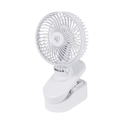IRIS USA 5" Battery Operated Clip On Fan, D-Battery Powered, Outdoor, White | Compact Foldable Personal Fan, Portable Travel Mini Desk Fan, Pet Stroller Car Fan, Office Bedside Picnic Camping Outdoor - color: White - Battery, style: Clip On