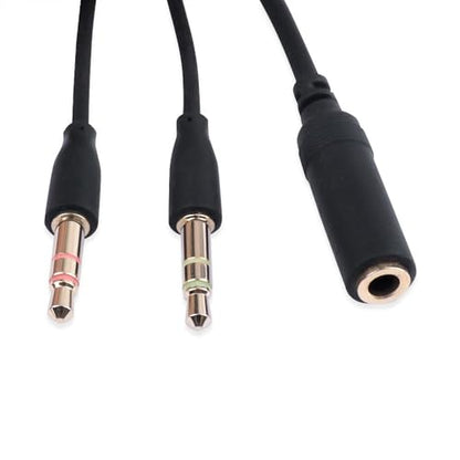 HUYUN 1.5M/4.9ft Headphone Audio/Mic Splitter, 3.5mm Headset Adapter (Microphone + Audio) 2 TRS Female to TRRS Male CTIA Stereo Jack Y Cable Compatible for Dual-Plug Gaming Headset to Laptop