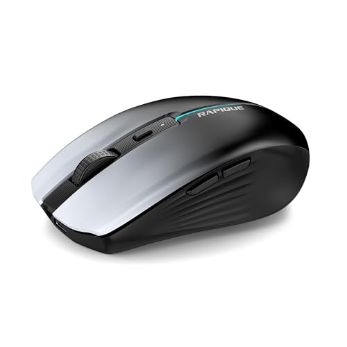 RAPIQUE Bluetooth Wireless Mouse, Dual Bluetooth 5.1 & 2.4G, White to Black | 3-Device Switching, USB-C Rechargeable, Quiet Clicks, 800/1200/1600 DPI, Ergonomic 6-Button for Laptop/MacBook/PC - color: White to Black Gradient