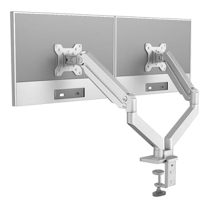 Aeons Dual Monitor Stand up to 32 inches Screen, Load-Bearing Max 22 lbs Each Gas Spring Pneumatic Arm, Adjustable Dual Monitor Mount, Max VESA 100x100mm, White - style: Dual Gas Arm, White
