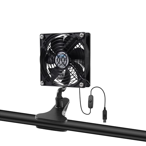 4.72" Small 120mm Clip on Fan with Strong Clamp and On/Off Switch | Low Noise and Gentle Breeze, for Desktop Router Xbox Cabinet Tent Seedlings Electronic Equipment and DIY Ventilation Project - color: Black, size: 120mm