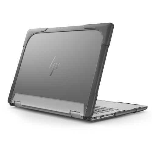 Batianda Protective Case for HP Envy x360 2-in-1 14 Inch 2024, Grey | Shockproof TPU Bumper with Matte Durable Hard Shell and 360° Flip Support, Fits 14-fc0000 and 14-fa0000 Series - color: Grey