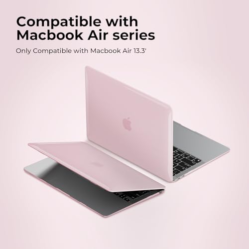 EooCoo Case for MacBook Air 13 inch M1 2020-2018, Crystal Pink | Crystal Hard Shell Scratch Resistant Protective Cover, Lightweight, Ultra Thin and Transparent, Easy Snap-On - color: Crystal Pink, size: Air 13.3-inch