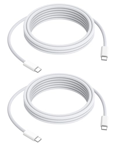 240w USB-C Charge Cable 2M 2-Pack,[Soft & Flexible Braided] 6.6 FT USB C Cable Fast Charging White Support PD3.1/5A & 480Mbps for MacBook Neo Pro Air,iPhone 17/16/15, iPad Pro/Air, Sam-Sung - size: 2M/6.6FT