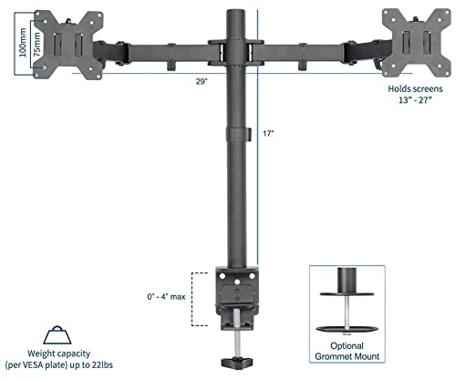 VIVO Dual 13 to 27 inch LCD Monitor Mount and Single Laptop Desk Mount Kit, Heavy Duty, Fully Adjustable Stand and Laptop Mount (Bundle)
