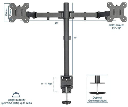 VIVO Dual 13 to 27 inch LCD Monitor Mount and Single Laptop Desk Mount Kit, Heavy Duty, Fully Adjustable Stand and Laptop Mount (Bundle)