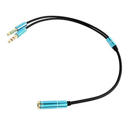 3.5mm Headphone Splitter Adapter Female to 2X 3.5 mm Male Converter Cable Headphone Mic Audio Y Splitter Cable Smartphone Headset to PC Adapter –for Microphone with 4 Pin (Blue) - color: Blue