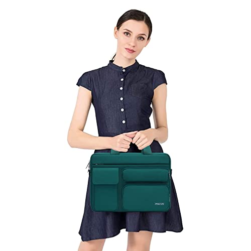 MOSISO Laptop Shoulder Bag 16 inch, 15-15.6 inch Computer Bag | Compatible with MacBook Pro 16 inch, HP, Dell, Lenovo with 2 Raised&1 Flapover&1 Horizontal Pocket&Handle&Belt, Teal Green - color: Teal Green, size: 16 inch