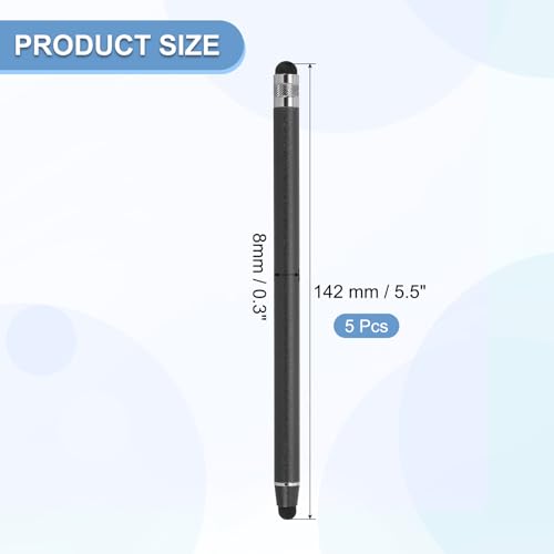 PATIKIL 5 Pcs Stylus Pens for Touch Screens, 2 in 1 High Sensitivity Universal Pen Capacitive Stylus for Phone Tablets Laptop Touch Screen Device, Black - color: Black
