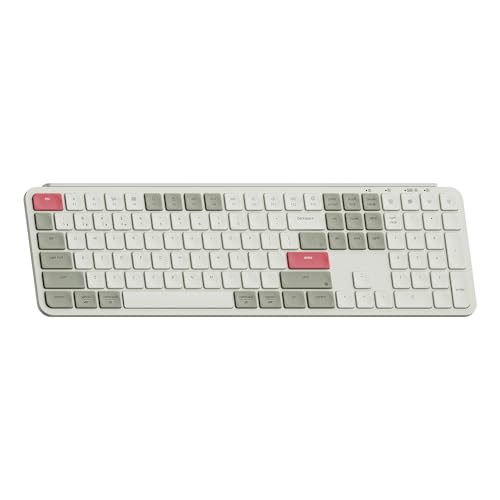 Keychron B6 Pro Ultra-Thin Wireless Keyboard, Full-Size ZMK with Numeric Keypad Quiet Typing, 2.4 GHz/Bluetooth 5.2/Wired Connection Long Battery Life, Compatible with Mac Windows Linux - Retro Red - color: Retro Red