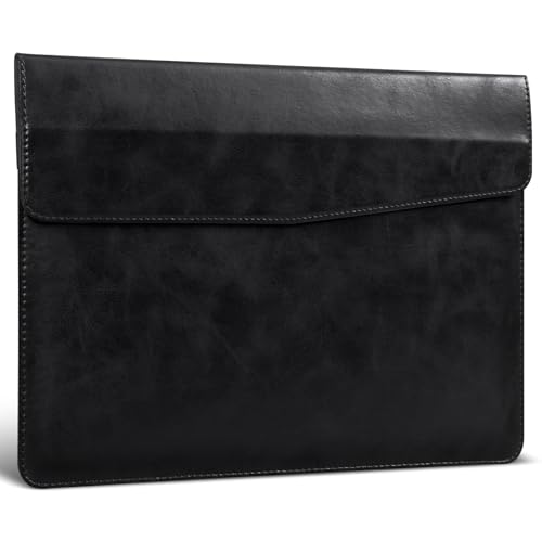 14 Inch Leather Laptop Sleeve for MacBook Pro 14 Inch M5 M4 M3 M2 M1 Pro/Max Case,Premium Protective Case Cover with Magnetic Closure-Vintage Black - color: Black, size: for MacBook Pro 14"