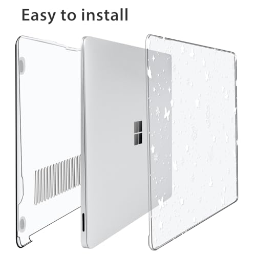 Case Compatible with 13.8" Microsoft Surface Laptop 7 Windows 11 PC 2024 Release Model 2036, Lightweight Plastic Hard Shell Case + Keyboard Cover + Screen Protector + Webcam Cover, Butterfly - color: Butterfly
