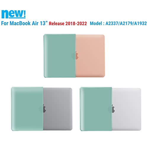 IBENZER Compatible with New MacBook Air 13 inch Case 2022 2021 2020 M1 A2337 A2179 A1932, Plastic Hard Shell Case with Keyboard Cover for Mac Retina Display with Touch ID, Green, MMA-T13GN+1A - color: Green