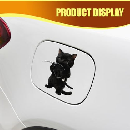 Animal Car Fuel Tank Sticker Decal, Funny Vinyl Automotive Fuel Lid Sticker, Self-Adhesive Water-Resistant Vehicle Exterior Body Decal Decoration for Cars, Trucks, SUVs, Laptops(Cat) - size: Cat