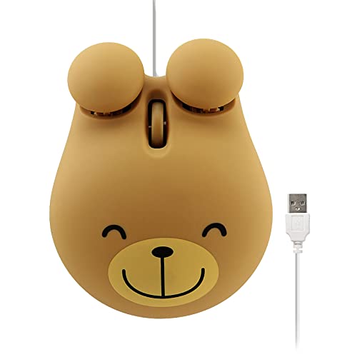 Sokelinn-six Wired Cute Mouse, USB Wired Mause for Kids with Lovely Cartoon Shaped, 1600PDI 3 Buttons Ergonomic Mini Mice for PC Laptop Desktop (Brown Bear) - color: Brown Bear