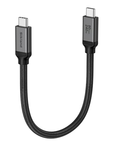 Silkland USB 4 for Thunderbolt 5 Cable 1FT, 80Gbps Data Sync, 240W Charging | with 120Gbps Bandwidth for Dual 8K, Braided USB C Data Cable Compatible for Thunderbolt 4/5, SSD, MacBook, iPhone17/16 - size: 1 Feet