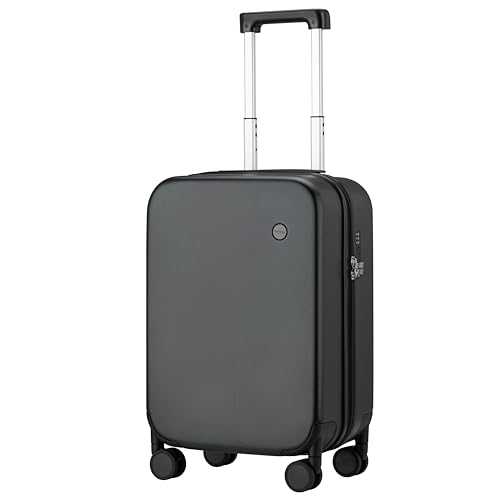 mixi Upgrade Carry on Luggage Suitcases with Spinner Wheels, Hardside Rolling Suitcase PC with TSA Lock Lightweight Travel Case 20in Carry-On, Fine Grid Black - color: Fine Grid Black, size: 20in Carry on