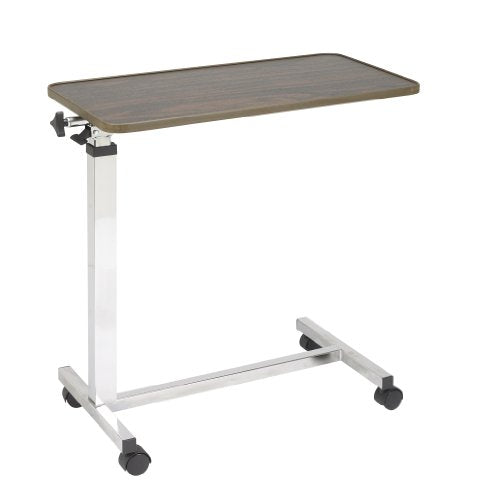 Drive Medical Tilt-Top Overbed Table with Wheels, Walnut | Overbed Table Tilts and Rolls on Wheels for Flexible Positioning During Everyday Use, Walnut Finish and Design