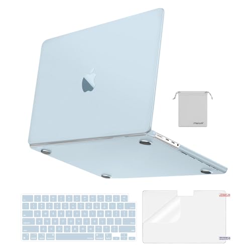 MOSISO Compatible with MacBook Pro 14 inch Case M5 M4 M3 M2 M1 2026-2021 | 4 in 1 Kit Fingerprint & Scratch & Crack Resistant Exact-Fit Ultra-Thin Hard Shell Protective Matte Cover, Sky Blue Clear - color: Sky Blue Clear