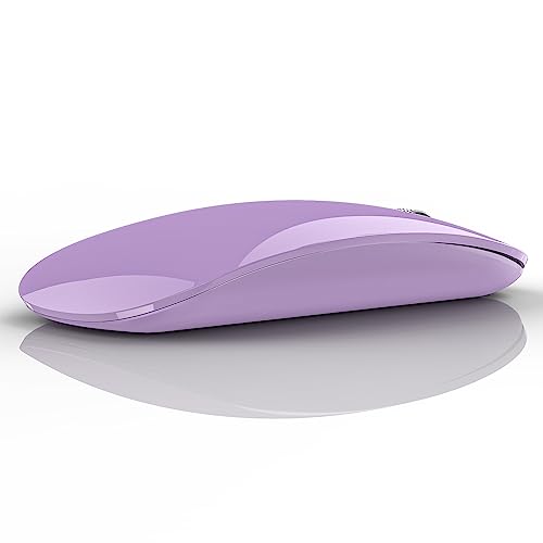 TENMOS M18 Bluetooth Mouse, USB C Rechargeable Wireless Mouse,Silent-Purple | Tri-Mode BT5.1/5.0+2.4G, Quiet Click, Portable, Battery Level Visible, USB Receiver,Type C Adapter, for Laptop/MacBook/iPad - color: purple