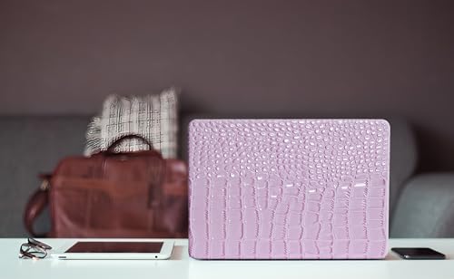 Crocodile Case for MacBook Air 13 inch M1 2022 2021 2020 2019 2018 A2337 A2179 A1932, Crocodile MacBook Air M1 Case, Aligator Skin Snakeskin PU Leather Hardshell & Keyboard Cover, Lilac - color: # Shiny Lilac Crocodile