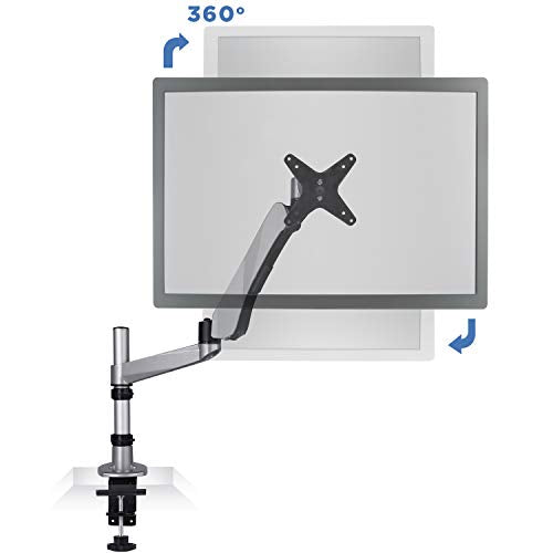 Mount-It! Premium Modular Monitor Desk Mount Arm Stand | Full Motion Gas Spring Arm Fits 19 21.5 24 27 32 Inch Computer Screens with 75 100 VESA Patterns | C-Clamp and Grommet Bases | 17.6 Pound Limit