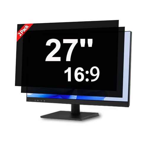 [2 Pack] 27 Inch Computer Monitor Privacy Screen, Anti Glare Filter | 27 Inch 16:9 Privacy Screen Protector With Anti-Glare Filter, Blue Light Filtering For Computer Monitors. - size: 27.0 Inch Widescreen (16:9)