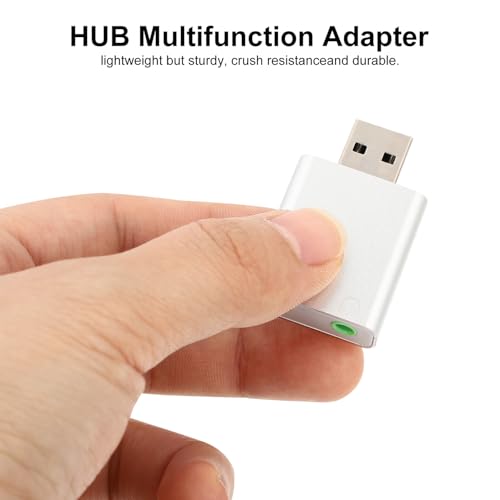 BESPORTBLE Channel External USB Sound Card with Microphone and Headphone Jack Aluminum Alloy USB Audio Adapter for Laptop Plug and Play No Driver Needed Dynamic Surround Sound