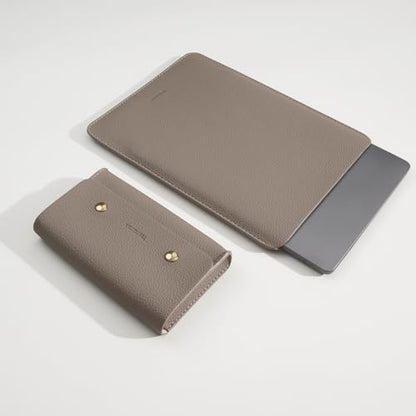PU Leather Padded Laptop Sleeve Bag 13Inch Compatible with New MacBook Air 13 A3113 M3, 2024 MacBook Pro 13 M2 A2686 with Charger Pouch Color Camel - color: Camel, size: MacBook Pro/Air 13