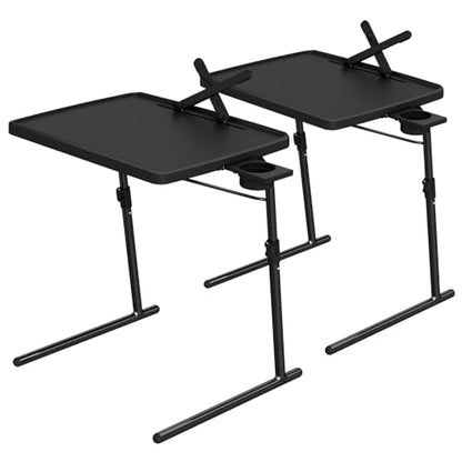 2PK Adjustable TV Tray Table with Cup Holder - 22 x 16.9 inch TV Dinner Tray on Bed & Sofa, Large Size Comfortable Folding Tables, Laptop Table for Couch with 6 Height & 3 Tilt Angle Adjustment - size: XL TV tray-2 pack