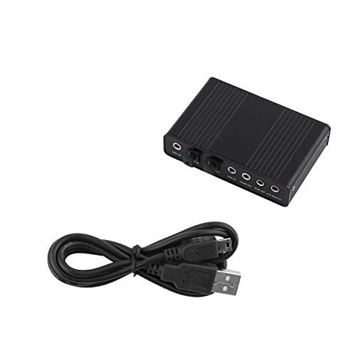 5.1 USB Audio Sound Card with SPDIF, External USB Sound Card Adapter for PC Laptop Audio, Support 48/44 KHz Sampling Rate, Black