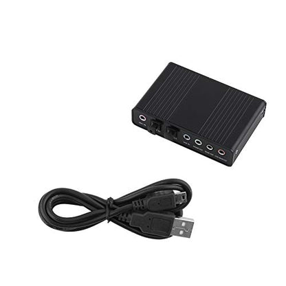 USB 2.0 External Sound Card, 6 Channel External Audio Adapter with SPDIF, Audio Sound Card Adapter for PC Laptop Recording, Plug and Play