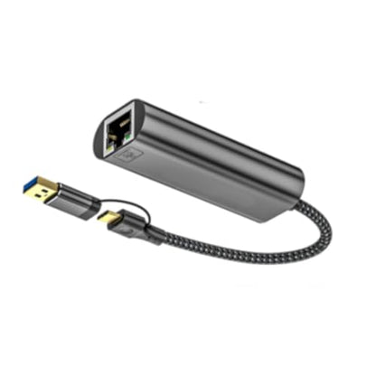 USB C to Ethernet Adapter USB+Type C to RJ45 2.5Gbps Gigabit Ethernet Networking Adapter Dongle Converters for PC Laptop