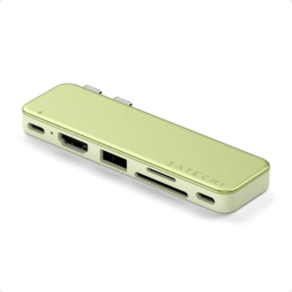Satechi USB-C Snap Hub for MacBook Neo, 6-in-2 Flush Dual-Connector Hub with 4K/60Hz HDMI, 45W Pass-Through Charging, SD & microSD Card Readers, USB-A & USB-C 5Gbps Data, Citrus - color: Citrus