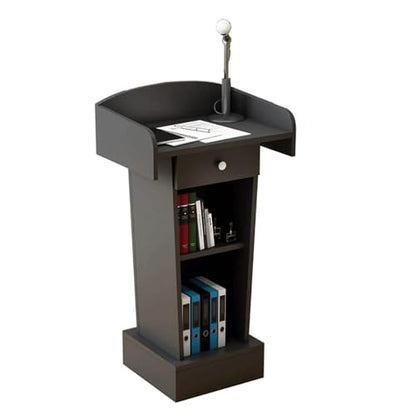 Multi Function Pulpit foLectern Podium Stand, Podium Stand Simple Lecterns Wood Podiums Conference Table Podium Stand with Spacious Drawer and Open Storage Portable Stand
